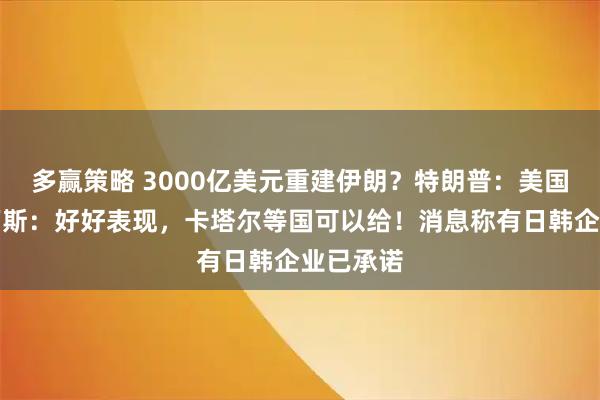 多赢策略 3000亿美元重建伊朗？特朗普：美国不出；万斯：好好表现，卡塔尔等国可以给！消息称有日韩企业已承诺